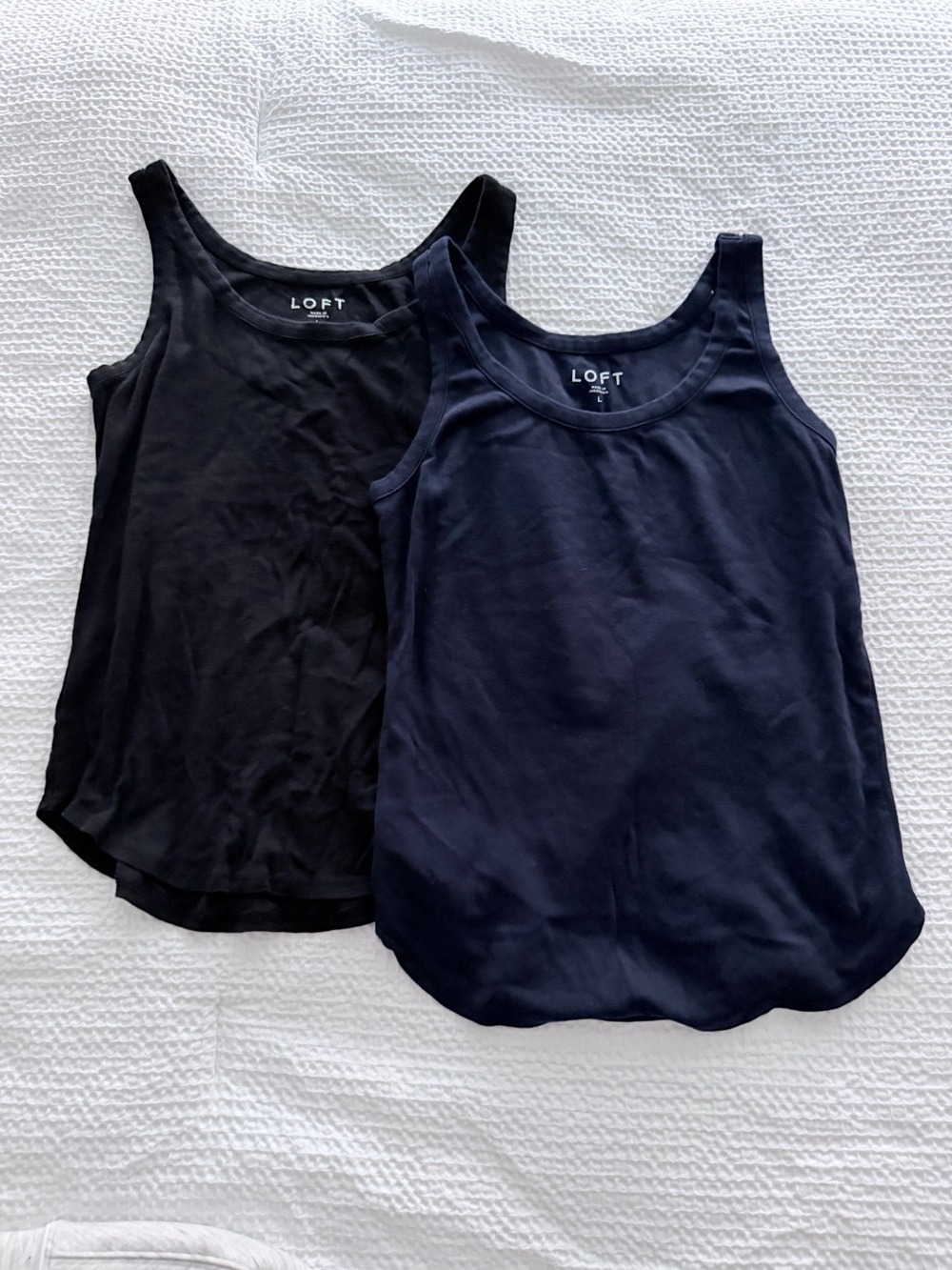 Bundle 2 LOFT Navy and Black Scoop Neck Tank Tops